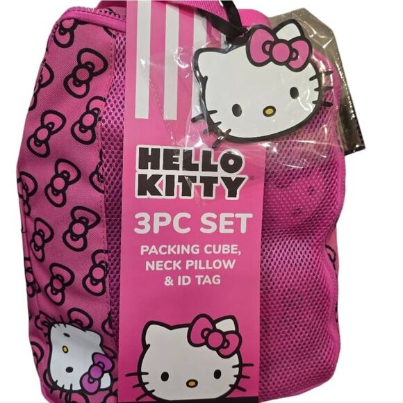 Hello Kitty 3-PC Packing Cube, Neck Pillow, & ID Tag Travel Set- Red - Picture 3 of 7